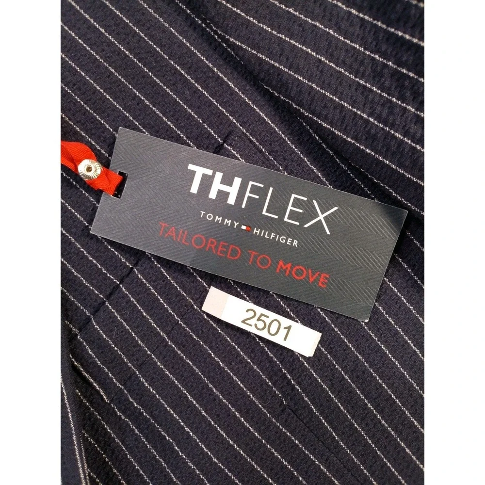 Tommy Hilfiger TH Flex Conrad Sport Coat 40 Short Navy Pinstripe NWT $295